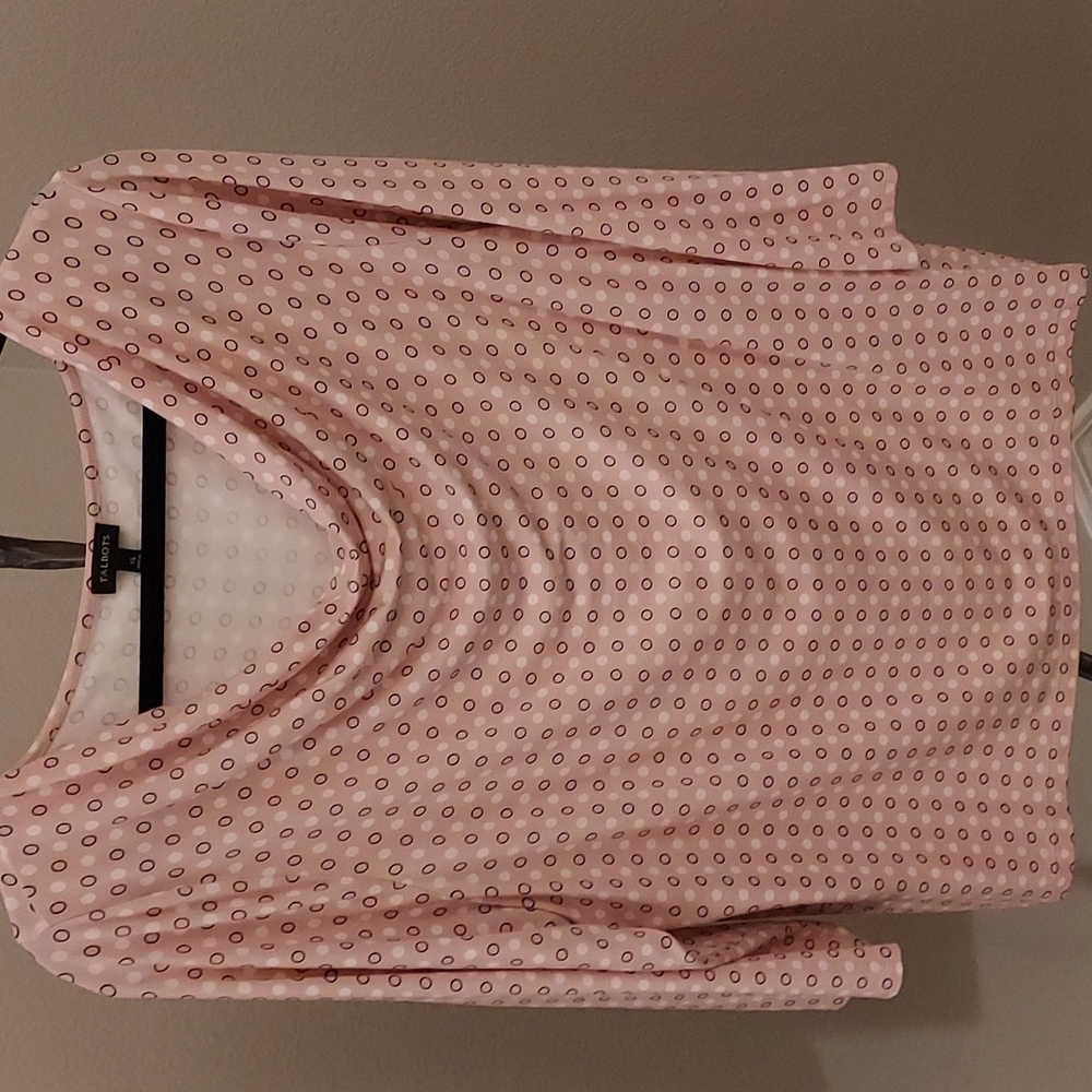 Talbots pink 3/4 sleeve cowl neck top XL